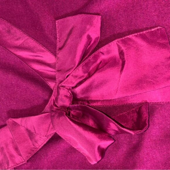 Garnet Hill Fuchsia Silk Blend Sweater Satin Bow Detail Medium Knit Old Money - Picture 6 of 13